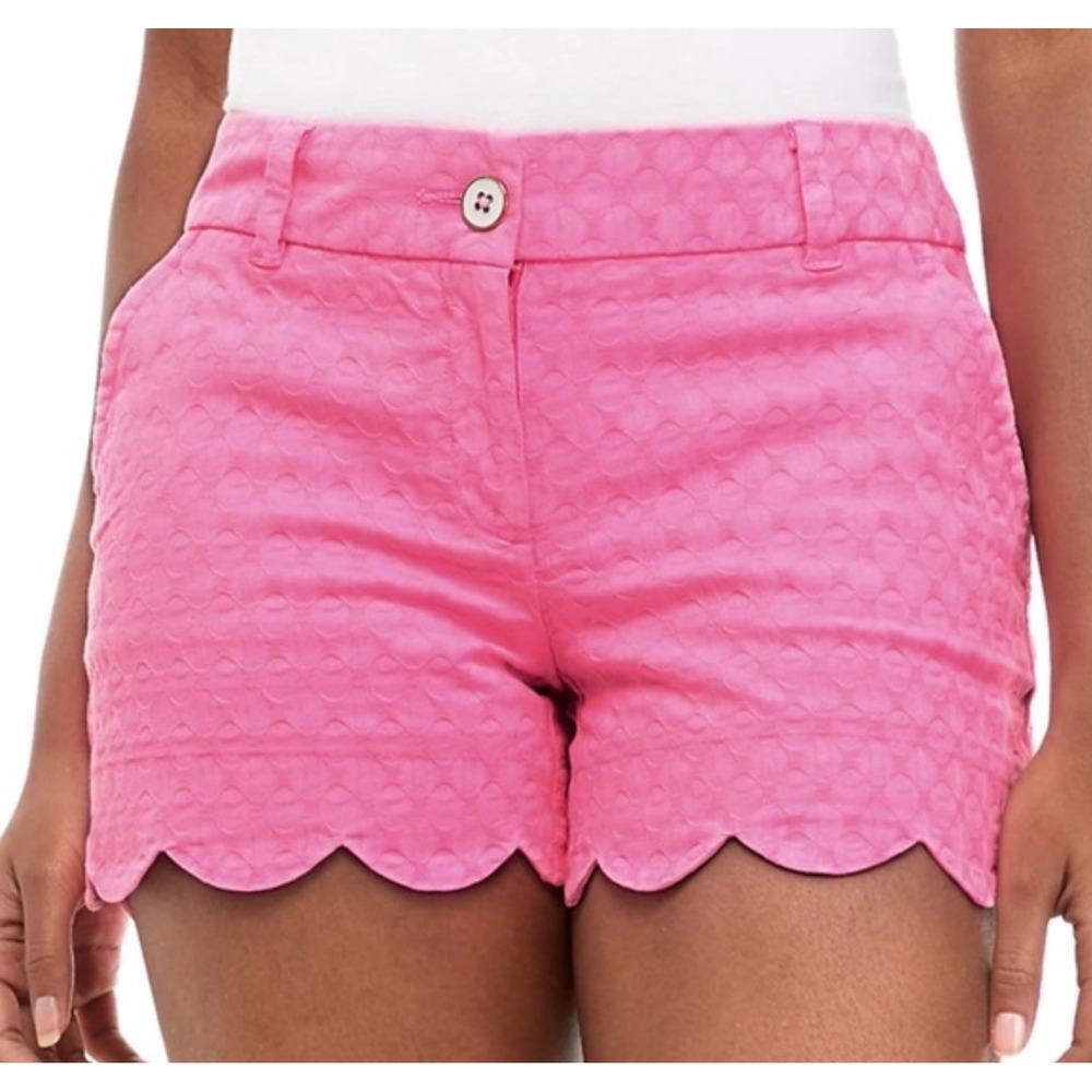 Crown & Ivy Shelby Pink Scallop Hem Textured Jacquard Shorts Womens 12